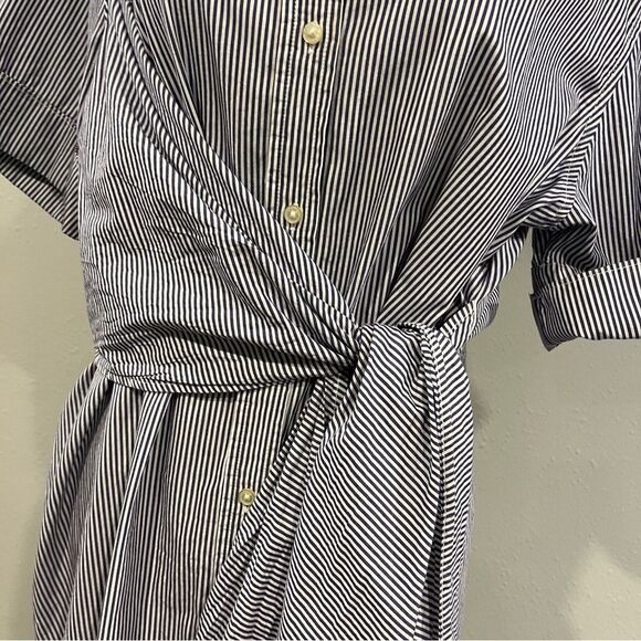 Free Assembly Striped Button-Up casual Dress with Waist Tie size extra large - Picture 4 of 15